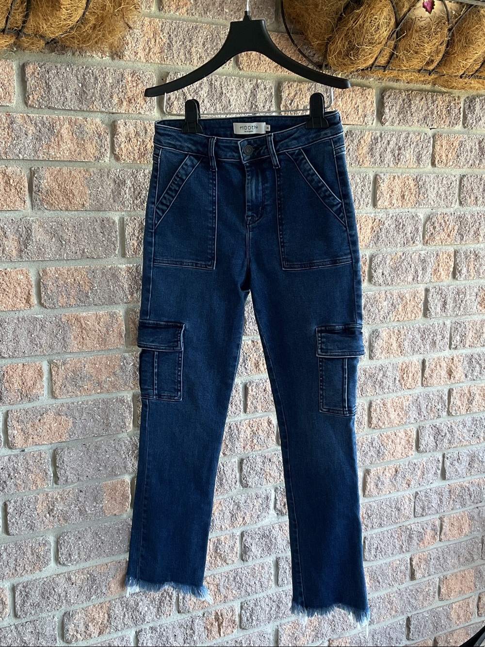 Hi-Denim Dark Blue Straight Leg Cargo Jeans